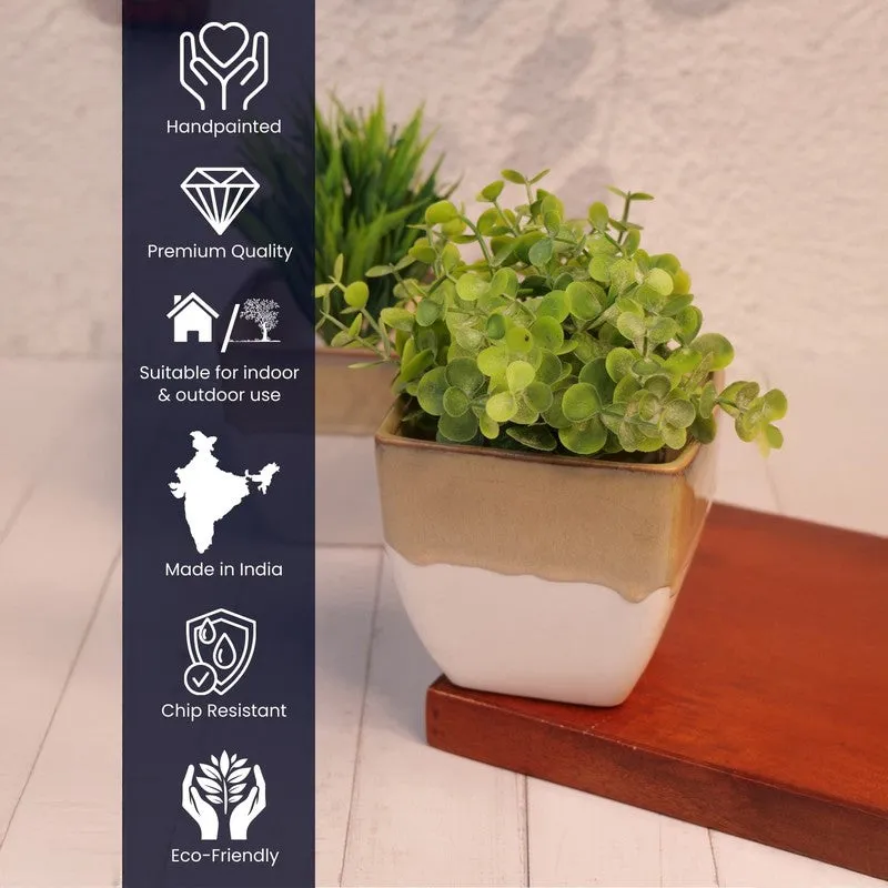PureLuxe Pots & Planters (Brown,white) - Set Of Two media 9