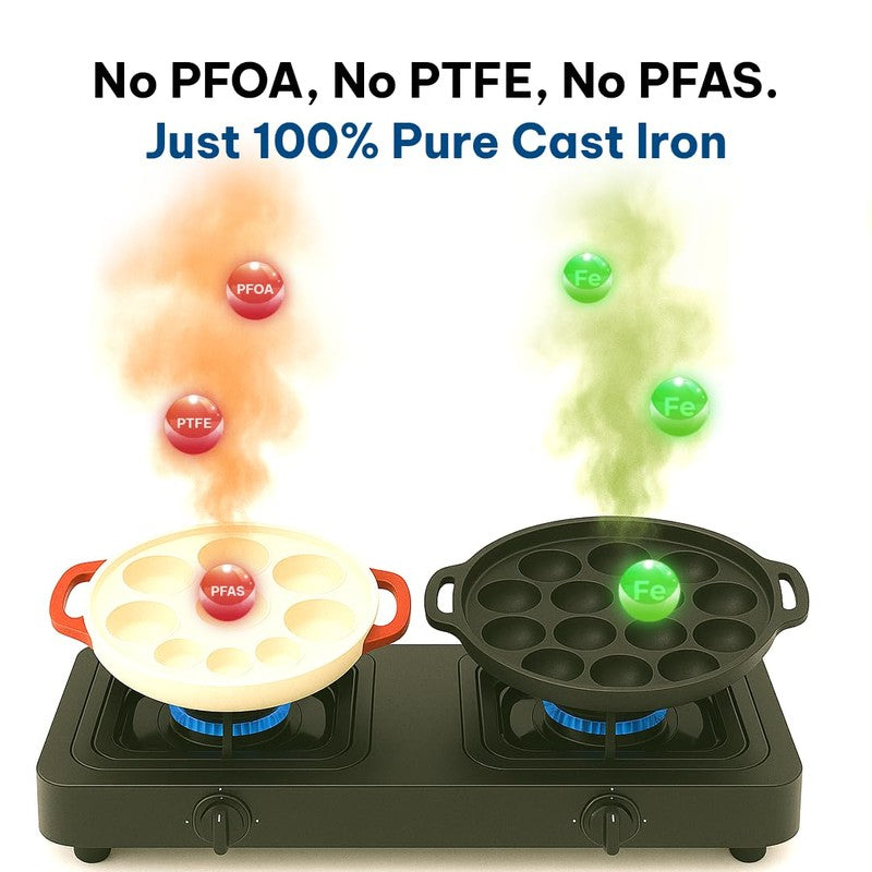 Solara Brewora Round Cast Iron Paniyaram Pan media 9