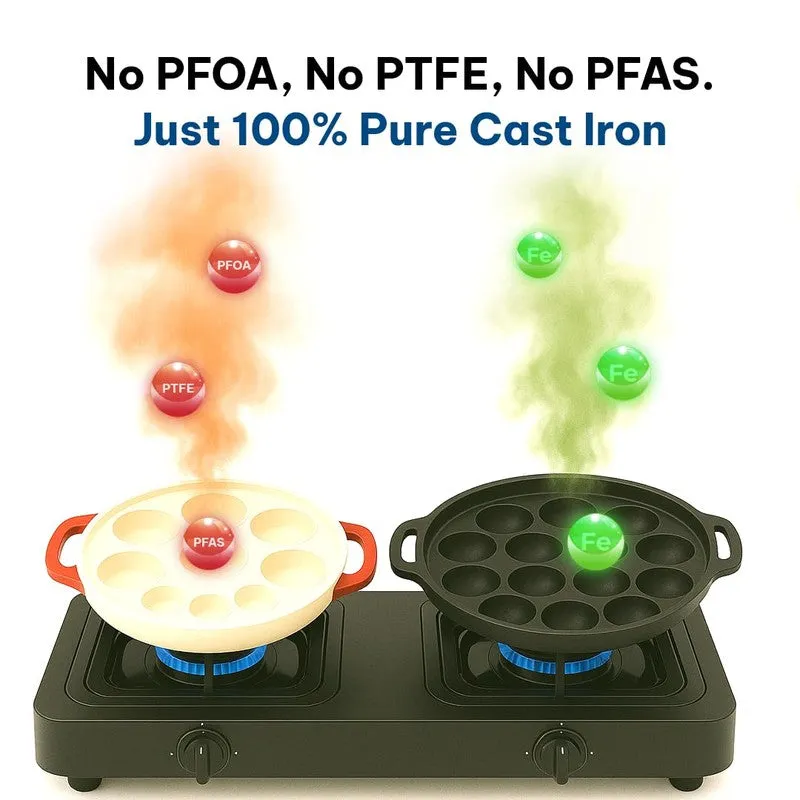 Solara Brewora Round Cast Iron Paniyaram Pan media 9