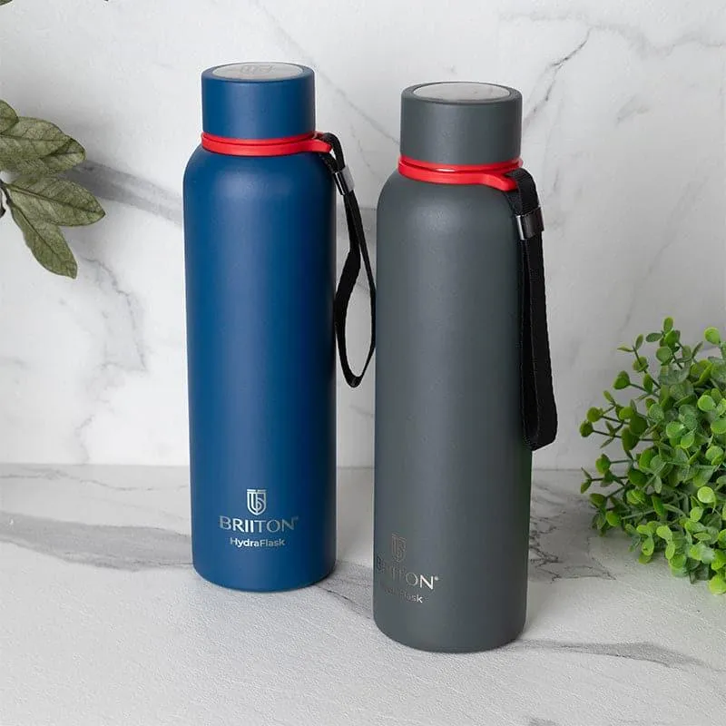 Aqueous Hot & Cold Thermos Water Bottle (Blue & Grey, 750 mL Each) - Set Of Two media 1