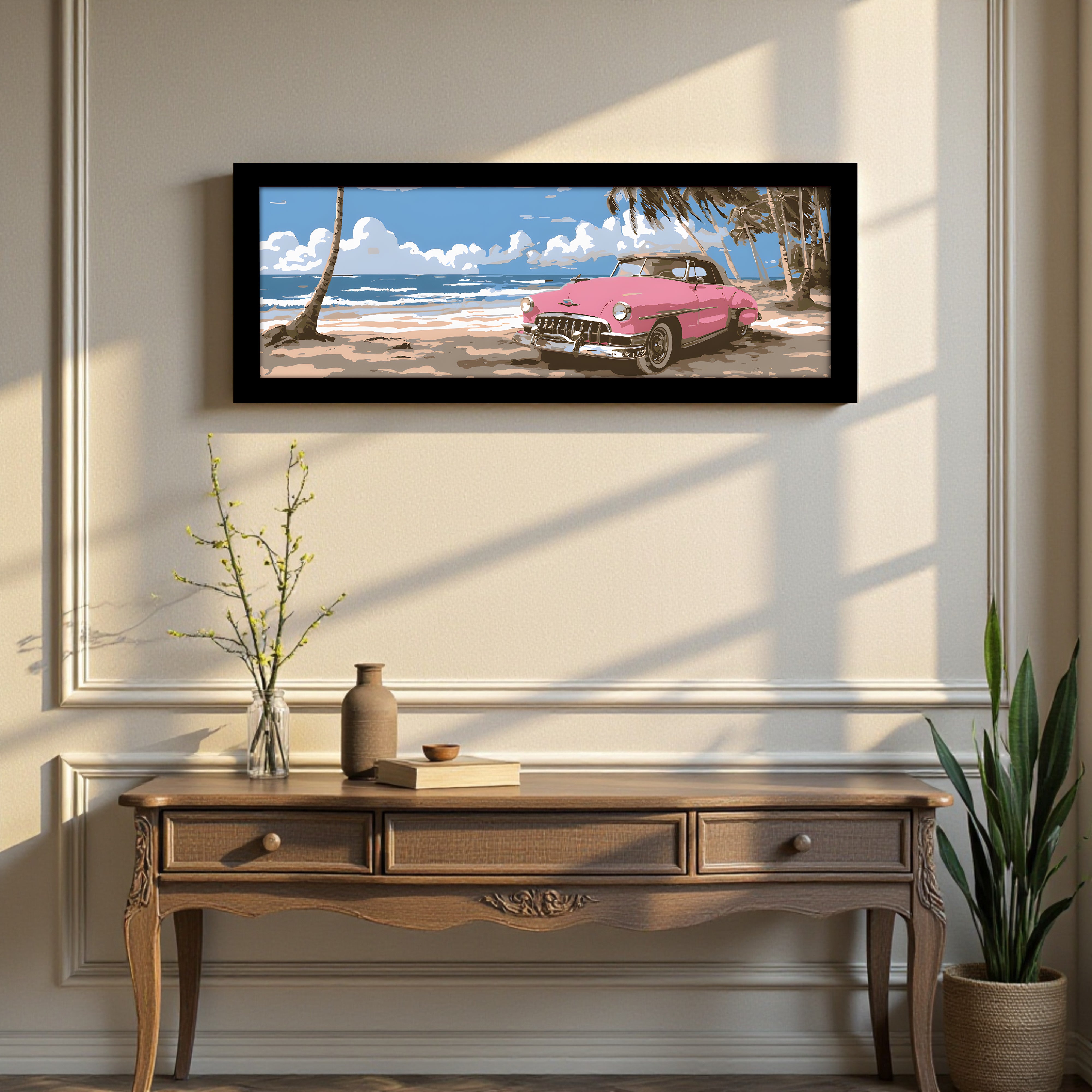 Sandora Classic Car Beachside Wall Art With Frame