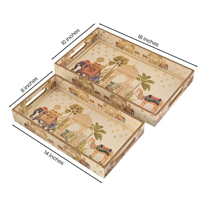 Rajvaha Wood Serving Tray (Large & Medium) - Set Of Two media 8
