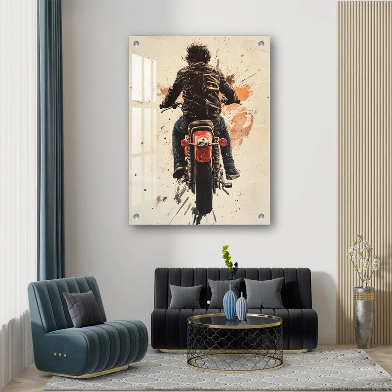 Rider on Wheels Motion Acrylic Art media 6