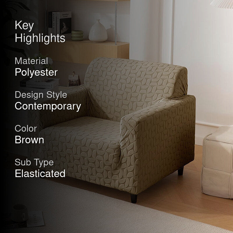 Urbana Jacquard Sofa Cover - Camel media 2