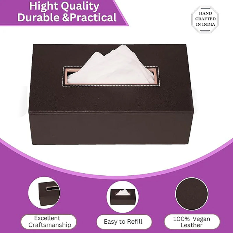 Elvan Faux Leather Tissue Holder - Black media 3