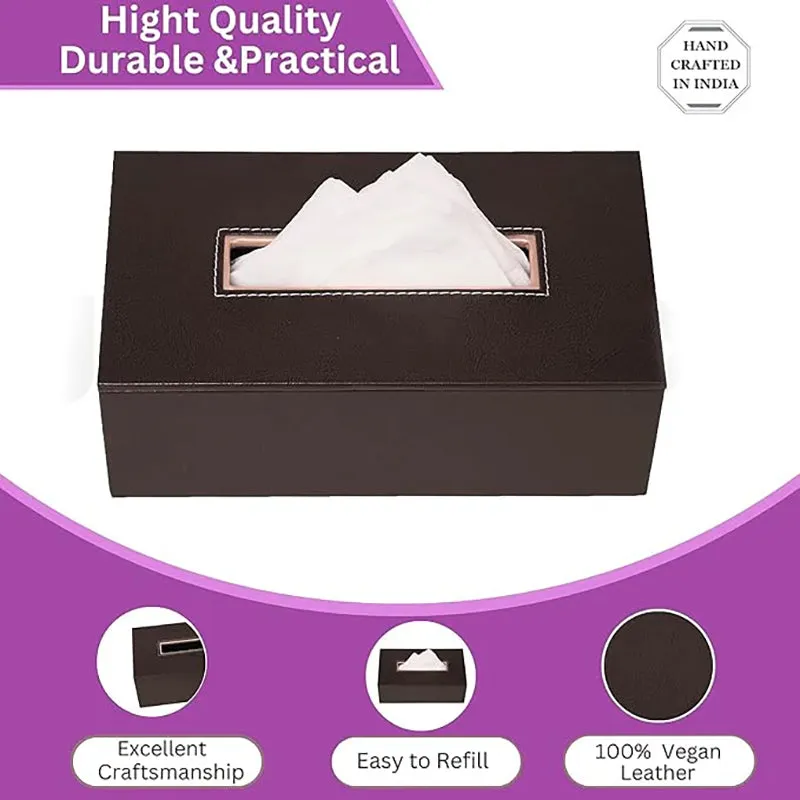 Elvan Faux Leather Tissue Holder - Black media 3