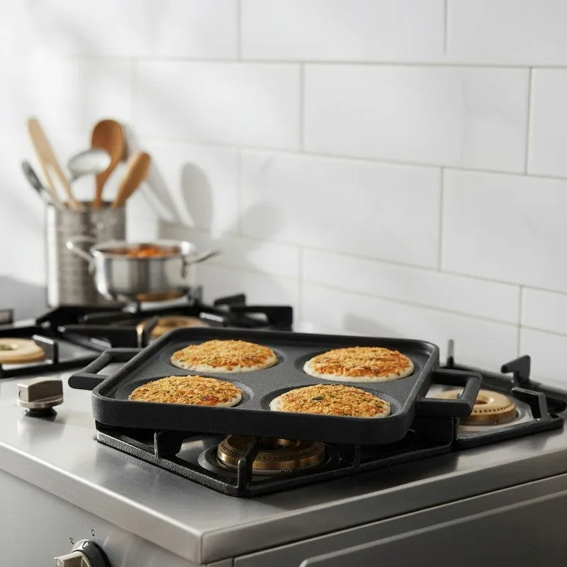 Snack Nest Cast Iron Non-Stick Paniyaram & Appam Pan - Black media 1