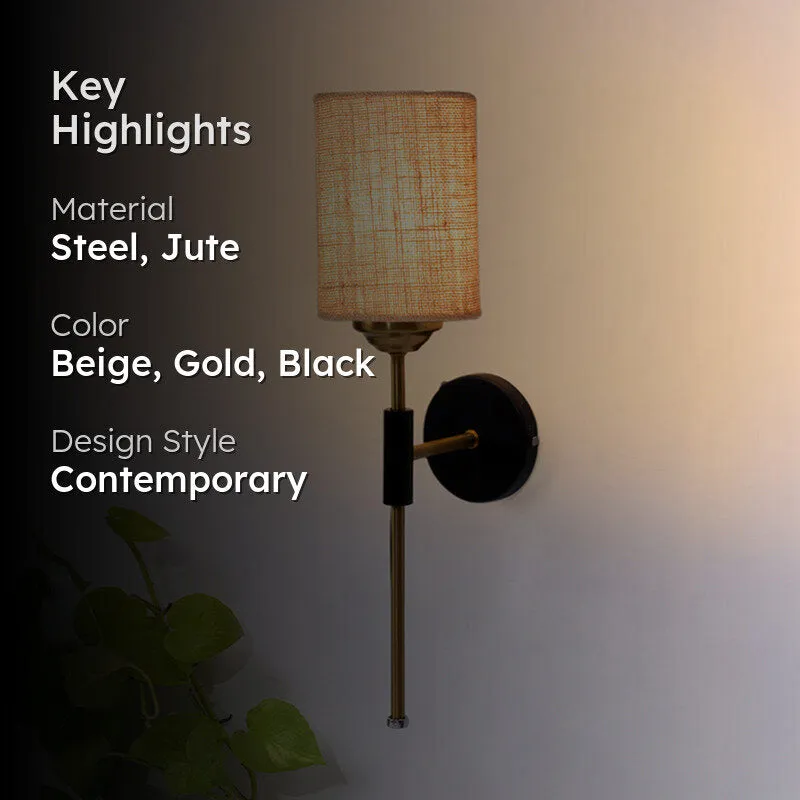 Beryll Cylindrical Jute Wall Lamp - Beige media 2