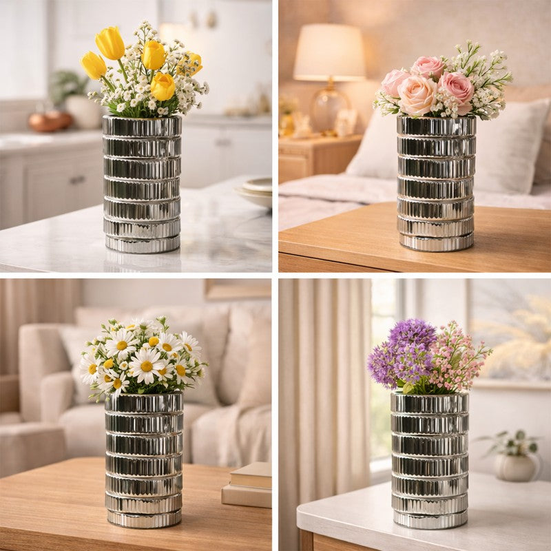 Gildora Tall Ceramic Vase - Silver media 9