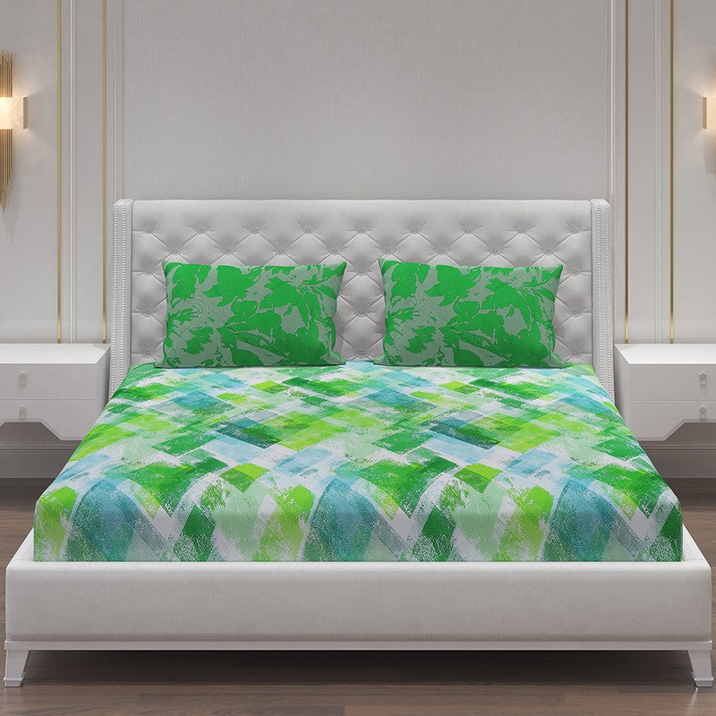 Monte Carlo Modern Muse Cotton Bedsheet (Green) - 104 TC media 3