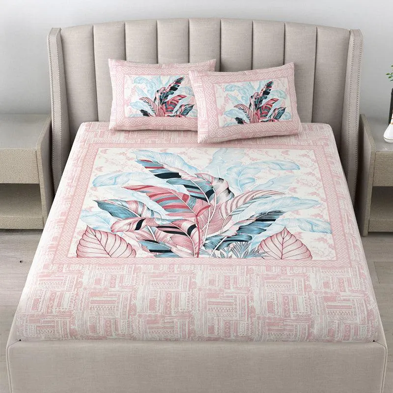 Little Explorers Floral Cotton Bedsheet (Pink) - 140 TC media 1