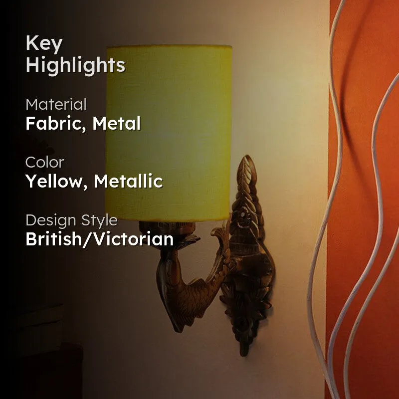 Ziada Stiva Cylindrical Fabric & Metal Wall Lamp - Yellow media 2
