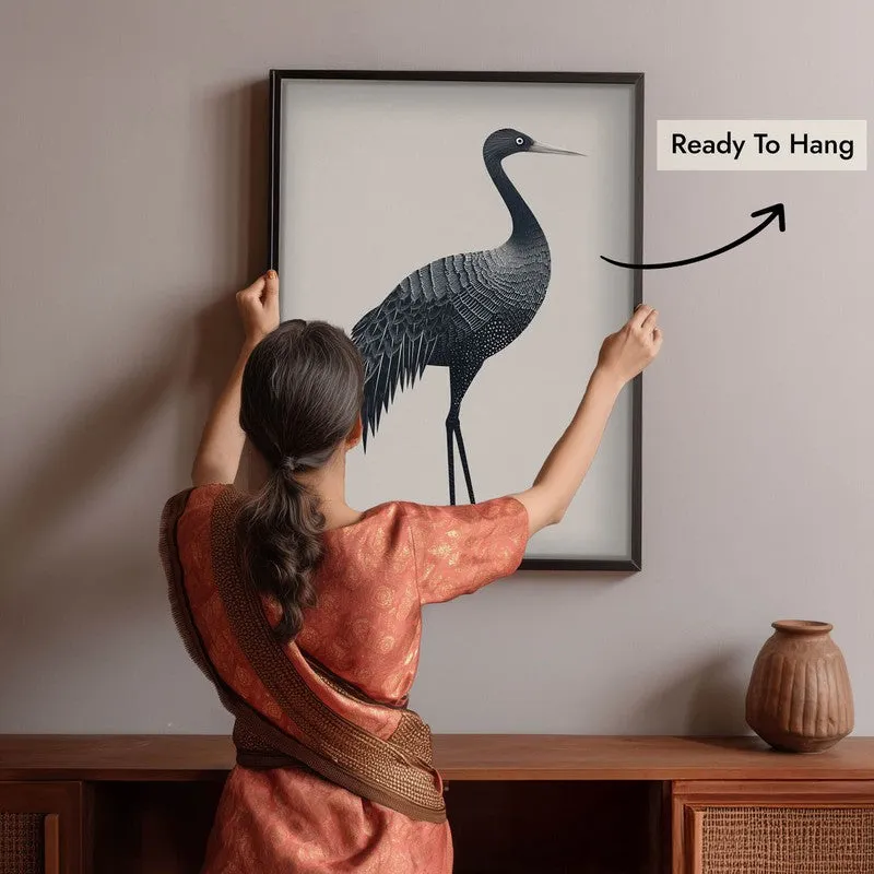 Graceful Crane Line Art Canvas Wall Painting With Black Frame media 8