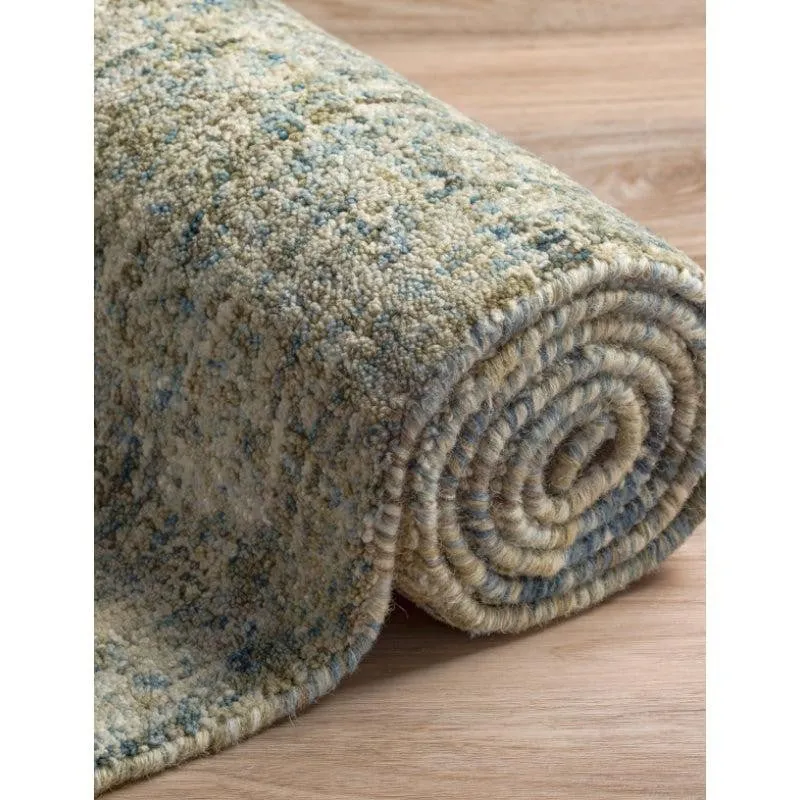 Handloom Hand Tufted Harmony Wool Rug - Blue & Olive media 4