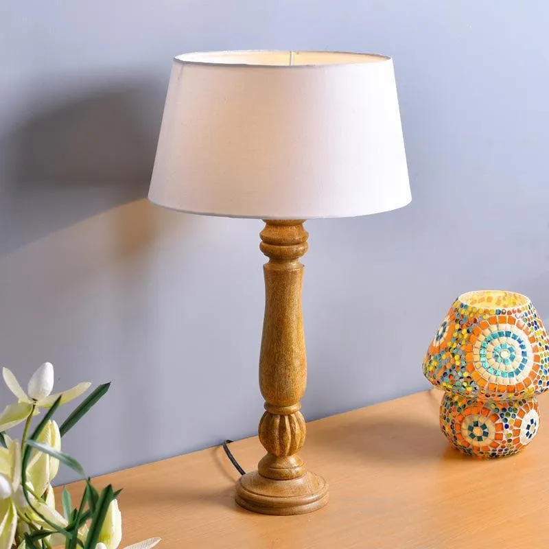 Rustic Elegance Fabric Table Lamp - White media 3