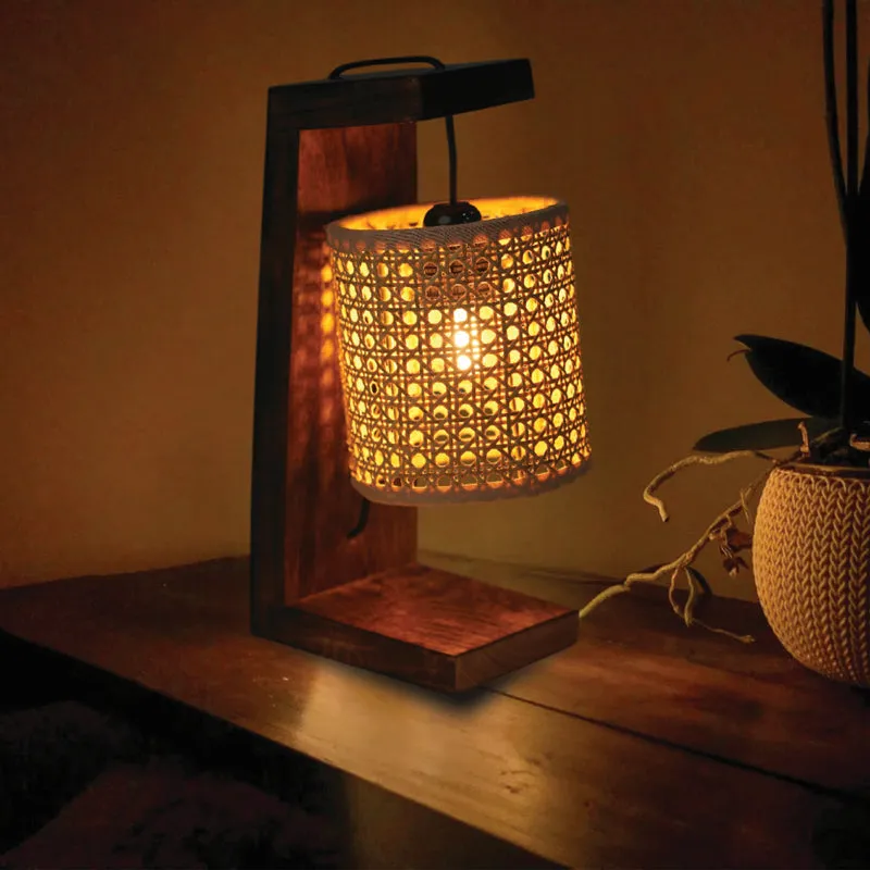 WickerLit Rattan Table Lamp - Beige,Brown media 3