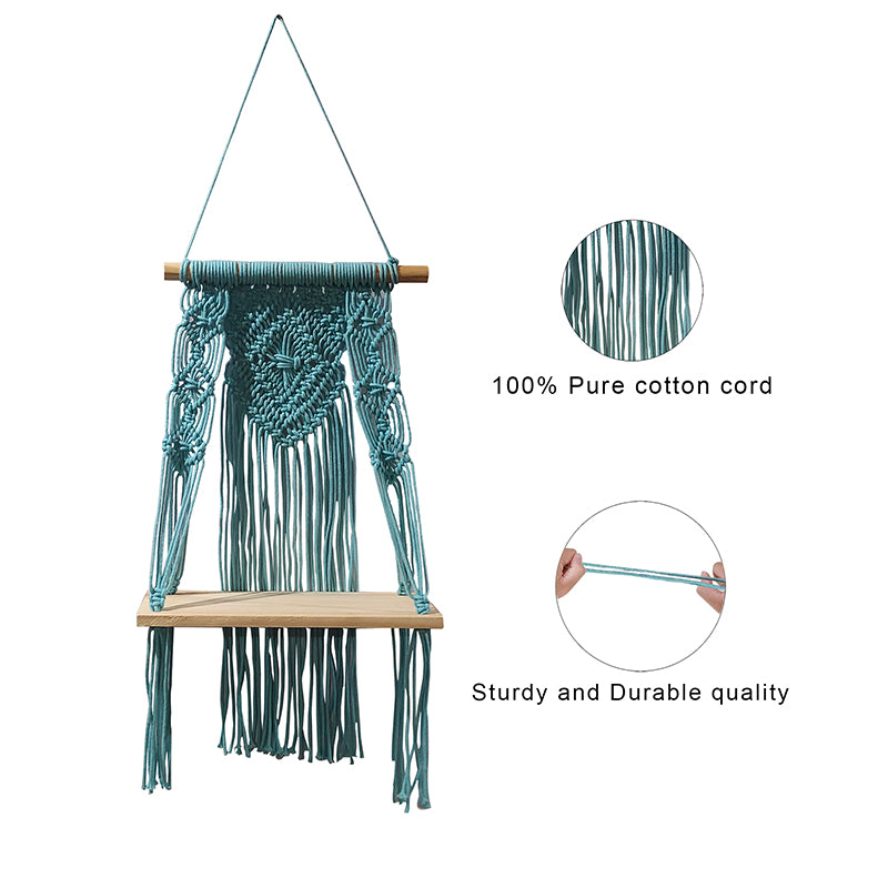 Knotix Macrame Wall Shelf - Turquoise media 4