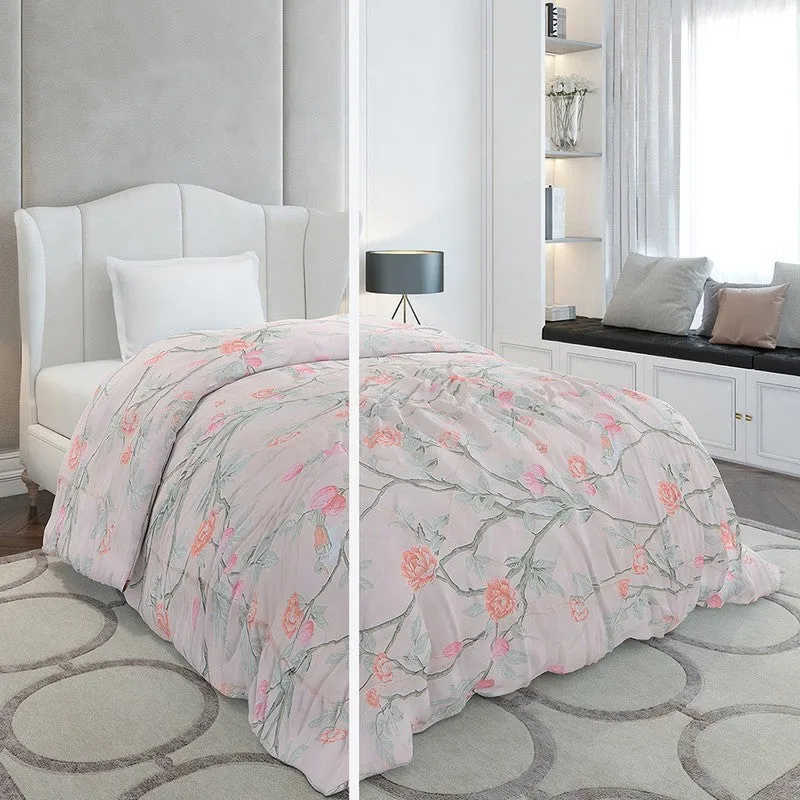 Monte Carlo Rosevia Floral Polyester Reversible Comforter (Peach) - 120 GSM media 3