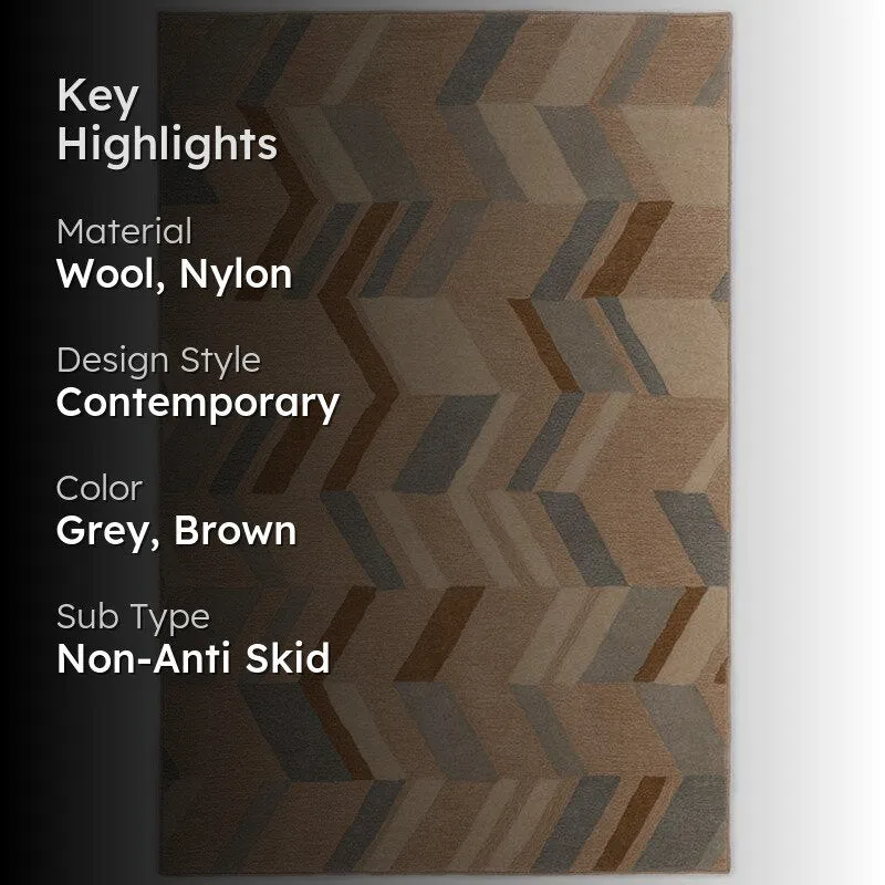 Alcinous Hand Tufted Geometric Wool & Nylon Carpet - Grey & Brown media 2