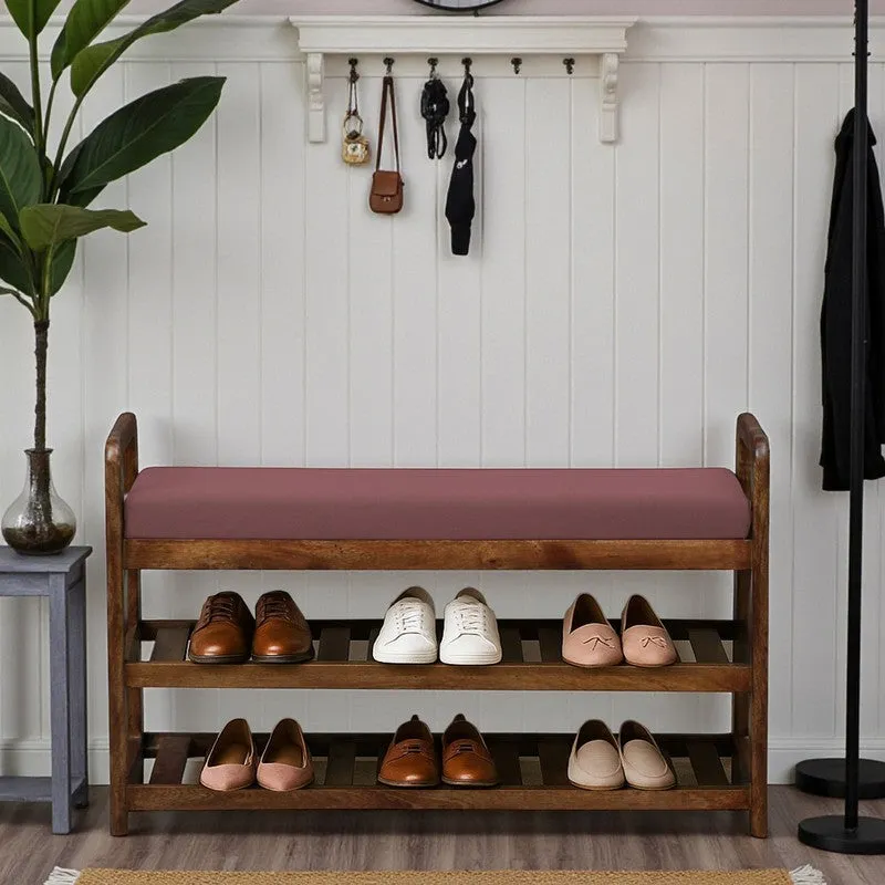 Sole Nest Mango Wood Shoe Rack - Pink media 1