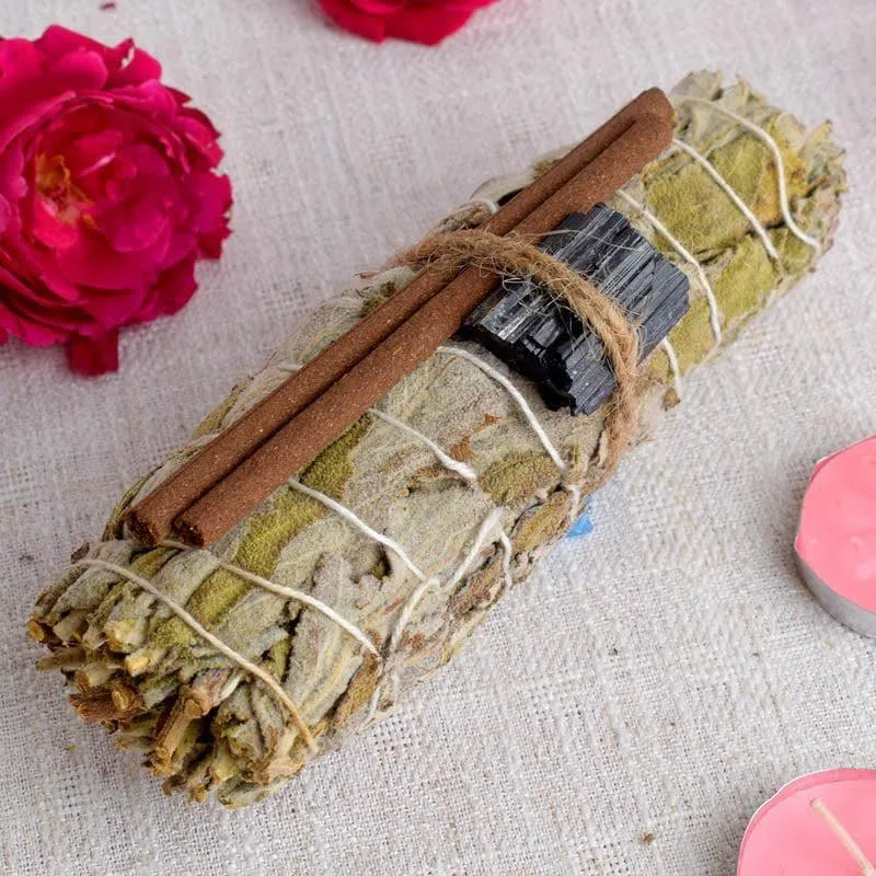 Black Tourmaline And Sage Smudge Wand media 1