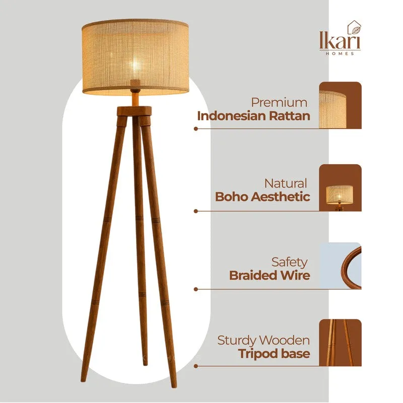 Tripod Hex Acacia Wood Floor Lamp media 7