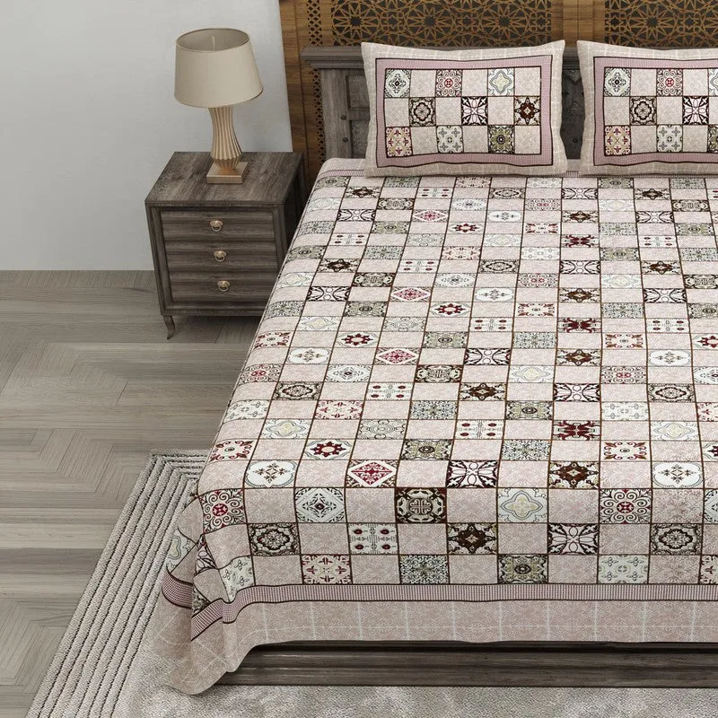 Weaveio Cotton Bedsheet (Beige) - 240 TC media 3