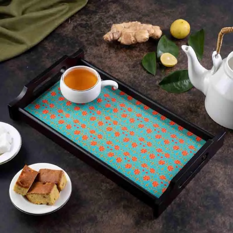 Magnate Mughal Green Wooden Tray media 1