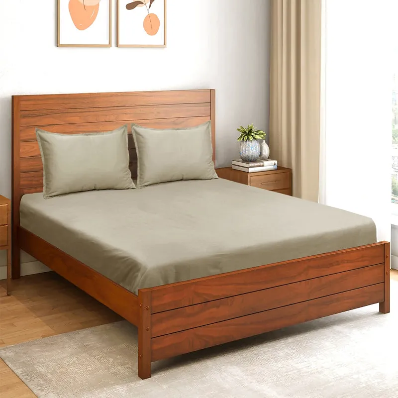 Saral Home Subtle Solid Cotton Bedsheet (Beige) - 300 TC media 1
