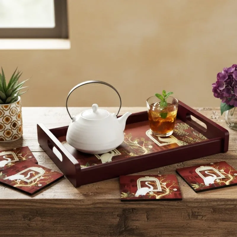 Rustique Serving Tray with 4 Coasters - Five Piece Set media 1