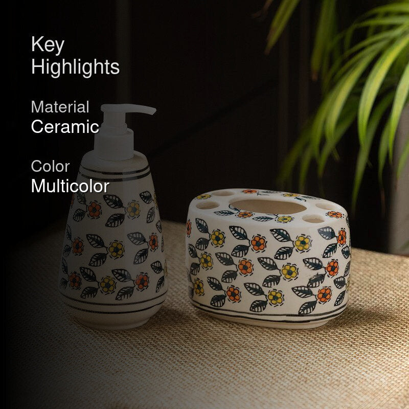 Miria Flora Handpainted Bathroom Set - Two Piece Set media 2