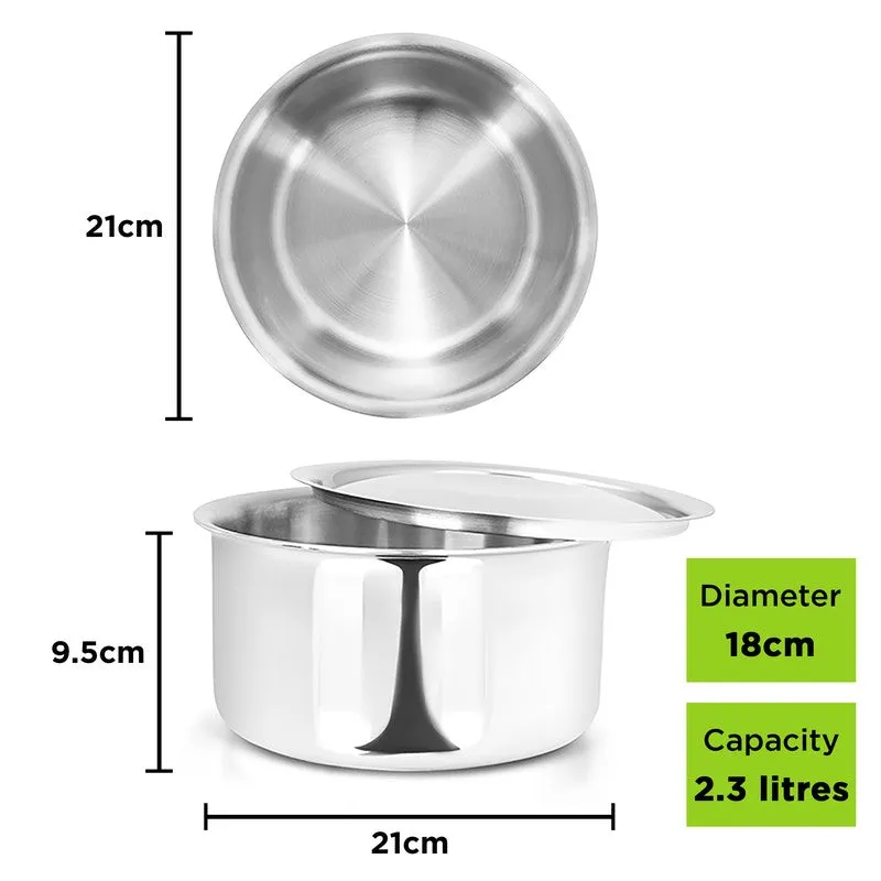 Gusto Stainless Steel Pateela With Lid - 2300 mL / 7 Inches media 7