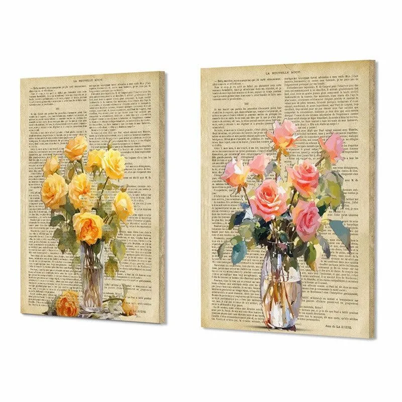 Pastel Rose Print Wall Painting - Set Of Two media 4