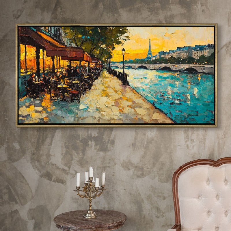 Azure Horizon Wall Painting With Frame