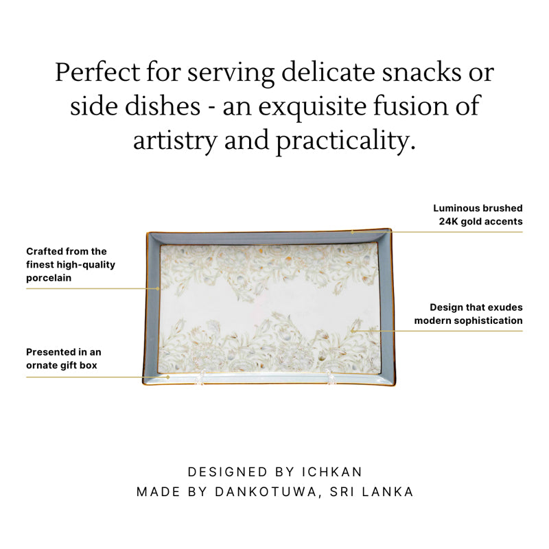 Gilded Iris Serveware Porcelain Platter - Grey media 4