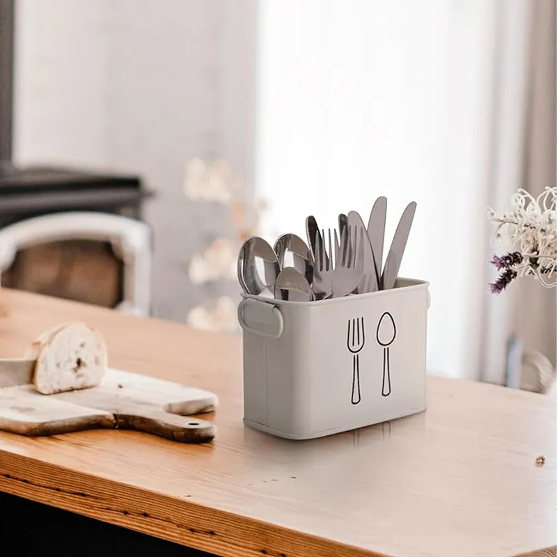 Fork & Order Metal Cutlery Holder - White media 3