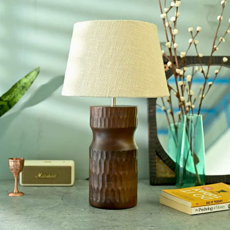 Ruda Walnut Wooden Table Lamp - Brown,Beige media 2