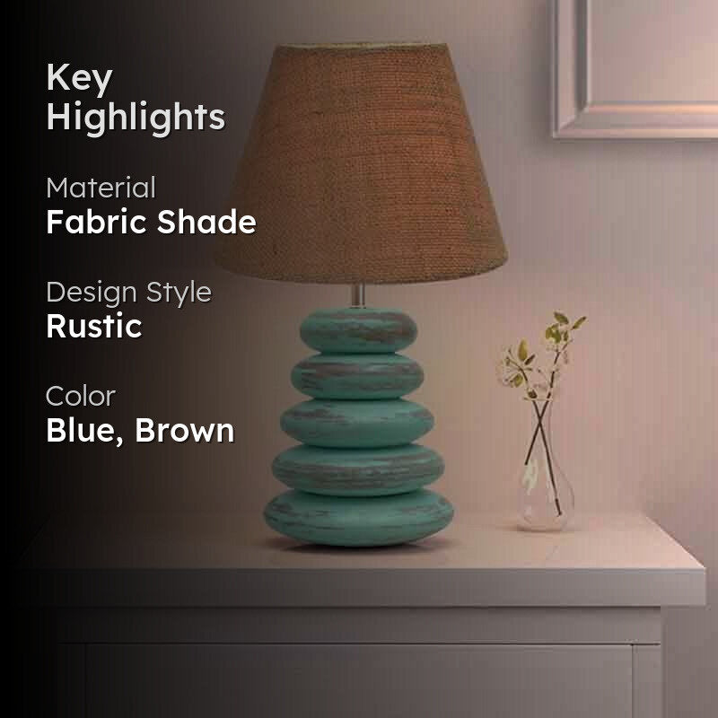 Amber Pebbles Fabric Table Lamp - Blue,Brown media 2