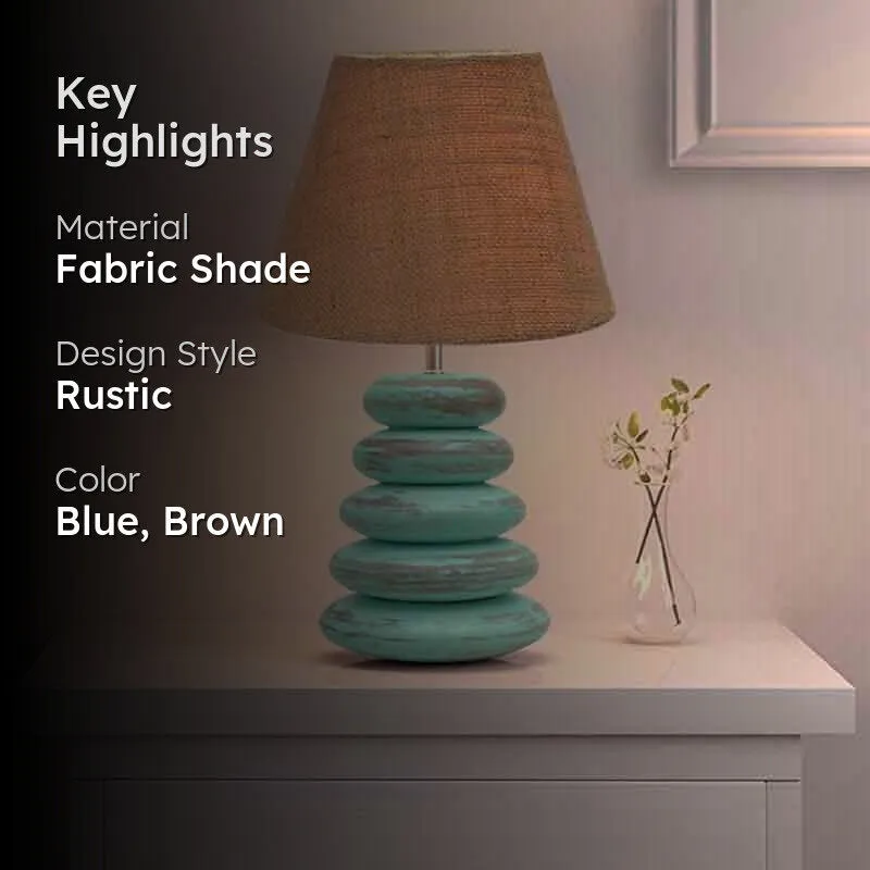 Amber Pebbles Fabric Table Lamp - Blue,Brown media 2