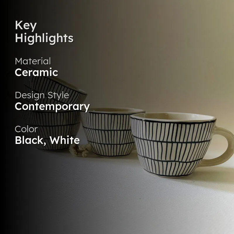 Marta Ceramic Coffee Mug (240 mL Each) - Set of Four media 2
