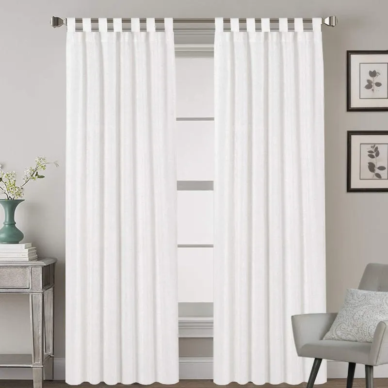 Esme Tab Top Medium Width Curtain - White media 1