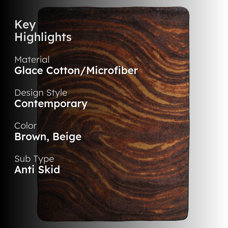 Alderman Abstract Micro Fiber Area Rug - Brown & Beige media 2