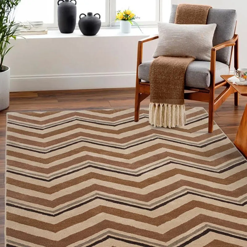 Peregrin Hand Tufted Geometric Wool & Nylon Carpet - Brown media 3
