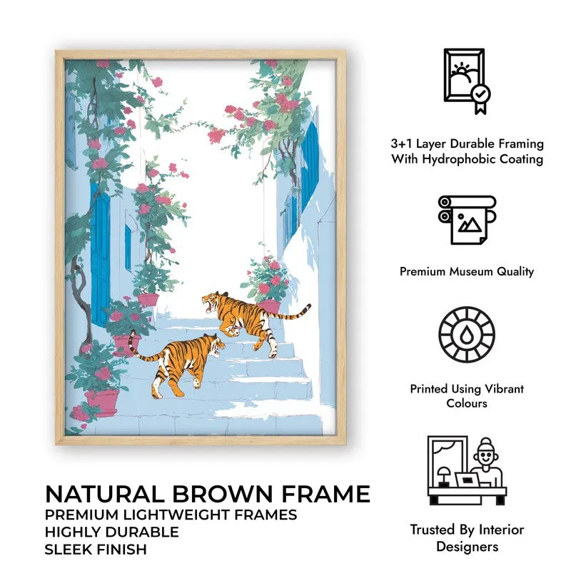 Feline Grace Canvas Wall Painting - Brown Frame media 10