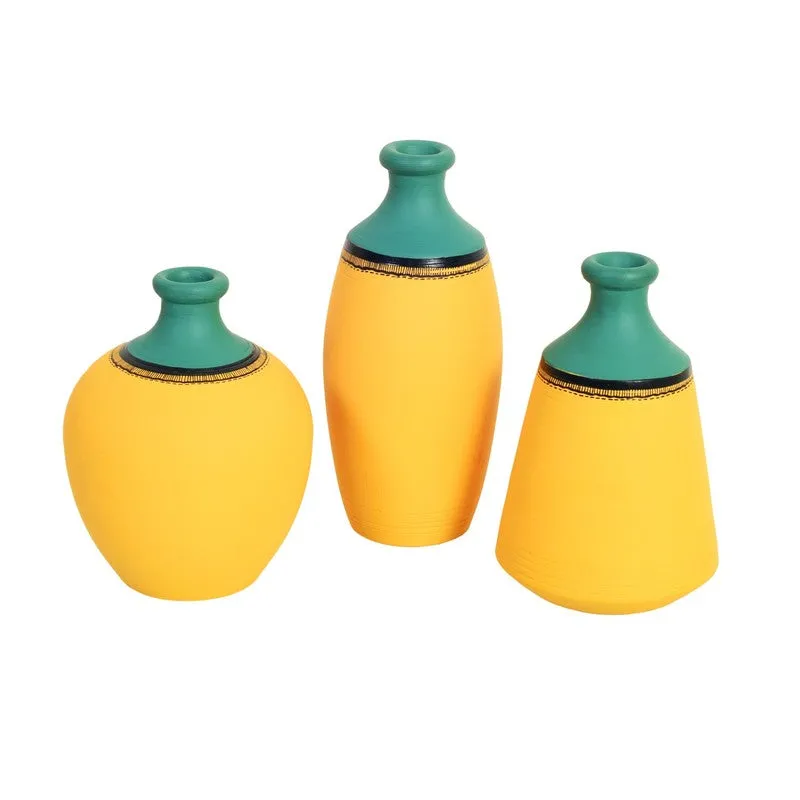 Aurora Handpainted Yellow Ceramic Vase - Set Of Three media 6