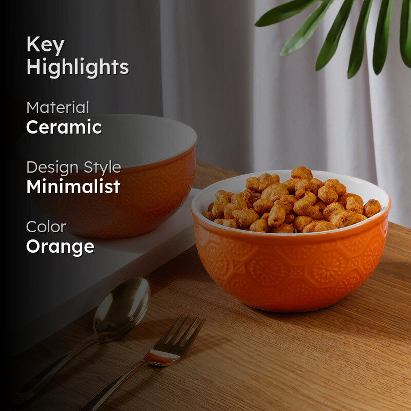 Cuppa Serving Bowl (Orange,600 mL) - Set Of Two media 2