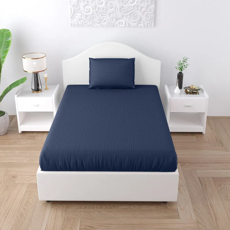 Sofia Solid Microfiber Bedsheet (Blue) - 150 GSM media 6