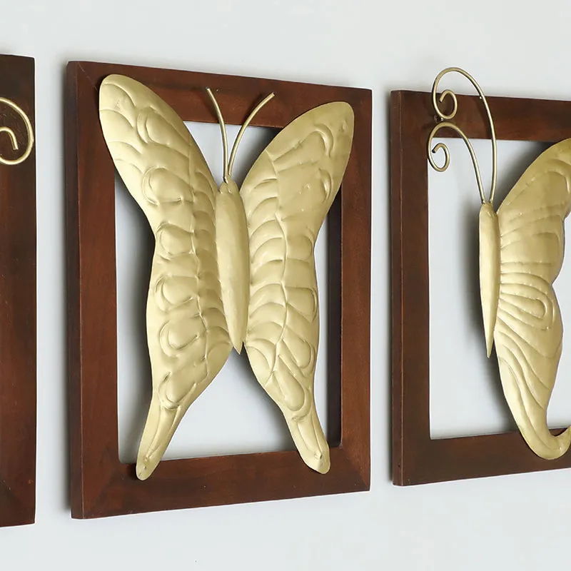 Golden Farfalla Metal & Wood Wall Accent - Set Of Three media 4