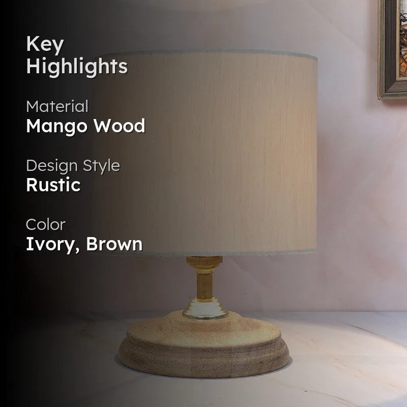 Bisara Pebble Solid Mango Wood Table Lamp - Ivory, Brown media 2
