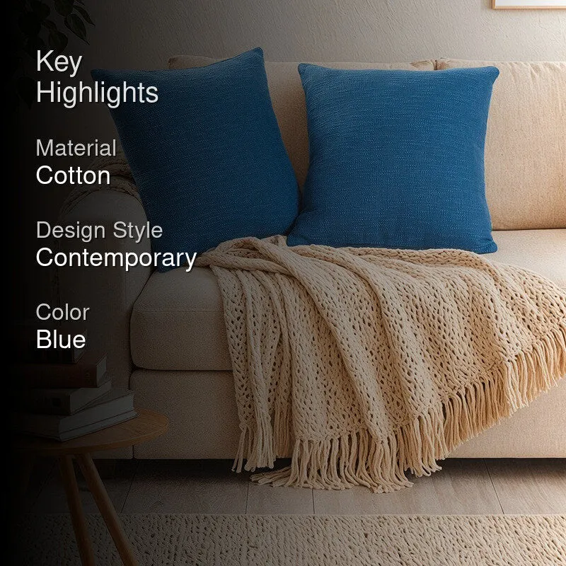 Soft Fabric Cushion Cover Blue - Set Of Two media 2